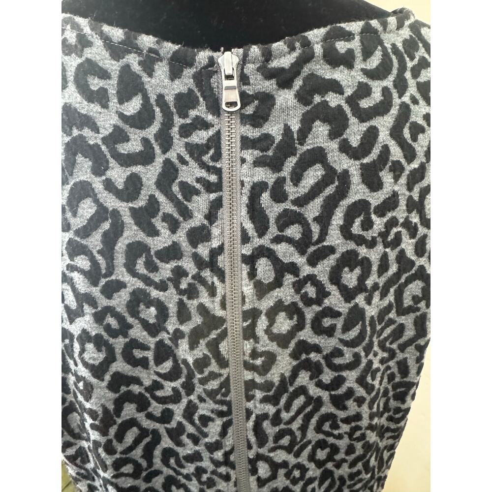 LOFT Gray Black Leopard Print Dress Women’s Size 10 Animal Print Dress - Picture 4 of 11
